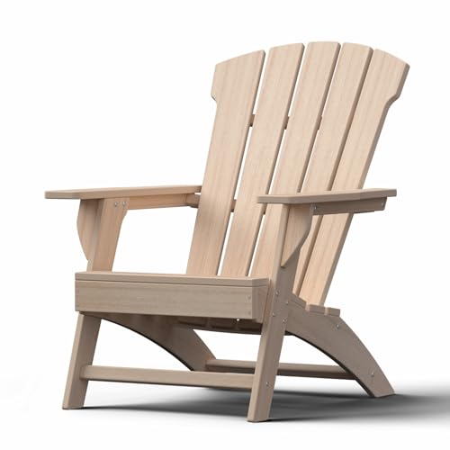 Photo 1 of *** MISSING 1 PIECE ****YARDCOM Adirondack Chair, 110°Ergonomics Plastic Extra Tall Adirondack Chairs, HDPE All-Weather Plastic Patio Outdoor Chair, High Foamed Polyethylene Fire Pit Chair(Natural)