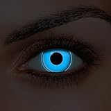 Adults Mens Ladies Blue UV Halloween Carnival Cosmetic Coloured Fancy Dress Eye Wear Accessory with Contact Lens Case exclusive to Dress You UP TM