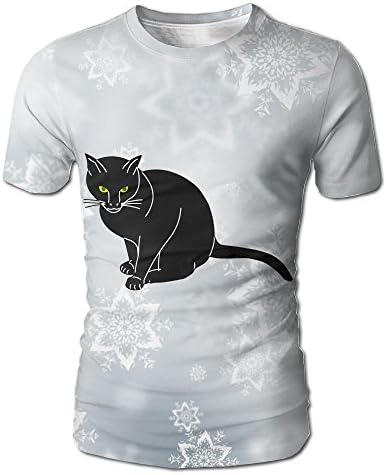 Ulucky Men/Youth Digital Printed Noir Cat Short Sleeve T-Shirt Medium