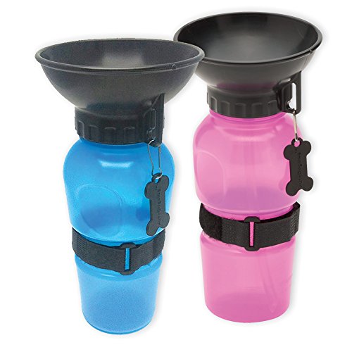 Set Of 2 Highwave Autodogmugs - Portable Water Bowl Sport Bottles For Dogs - One Blue And One Pink Bottle