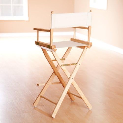 Newport 30 Inch Natural/Wheat Canvas Bar Height Directors Chair - Black Frame