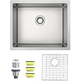 MENSARJOR 23' x 18' Single Bowl Kitchen Sink 16 Gauge Undermount Stainless Steel Kitchen Sink, Bar or Prep Kitchen sink