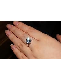 Anillo de compromiso TenFit Jewelry, elegante diamante de halo solitario de 4ct con corte redondo