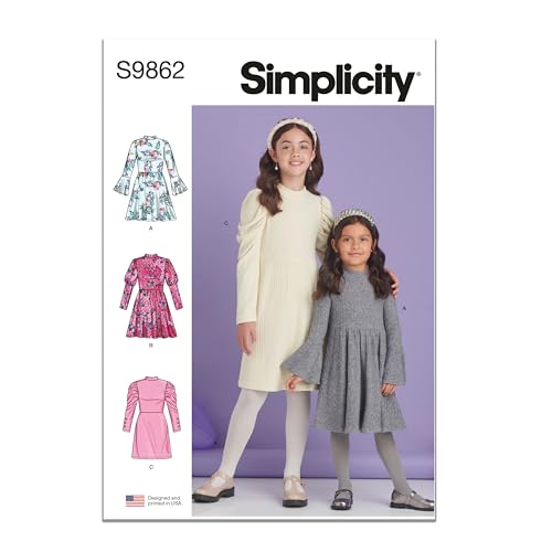 Simplicity SS9862HH Children's and Girls' Knit Dresses Sewing Pattern Packet, D…