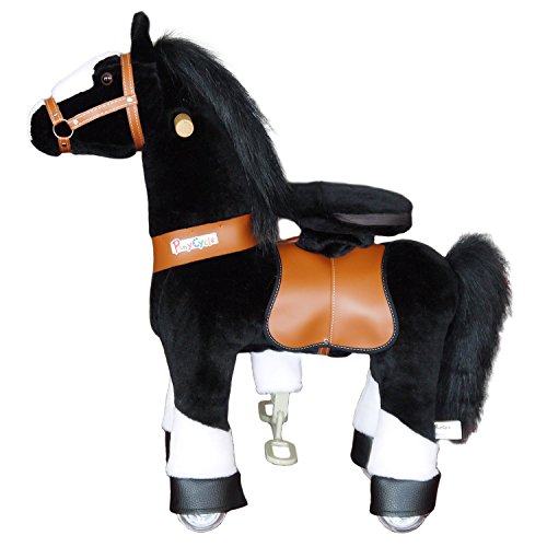 PonyCycle Official Ride On Black Horse with White Hoof No Battery No Electricity Mechanical Horse White & Black Small for Age 3-5 - Thumbnail 3
