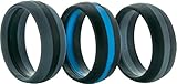 3 Silicone Wedding Ring Silicone Wedding Band for Men Crossfit Climbing and Outdoors (3 Stripes, 10 (20.64mm inner diam))