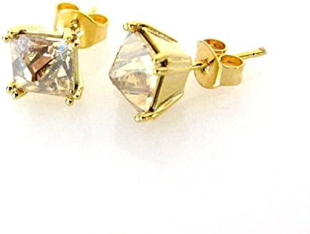 Jessica Elliot Swarovski Pyramid Square Stud Earrings (Gold/Golden Shadow)