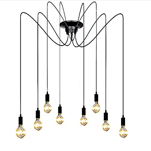 ZHMA Ceiling Spider Lamp Light Pendant Lighting, Antique Classic Adjustable DIY Lighting Chandelier Modern Chic Industrial Dining 8 Arms(each with 1.7m wire)