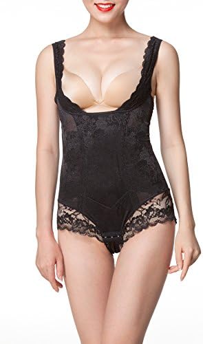 Demon Queen Women's No Cups No Fishbones Ultrathin Lace Printed Adjustable One Piece Lady Shapewear (14-16, black)