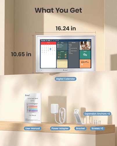 15.6" Digital Calendar Wall Planner - Eyoyo Smart Family Command Center | Chore Chart Touchscreen, 64G Storage, WiFi Real-Time Sync Auto-Dimming Display for Kids Routine, Seniors Memory