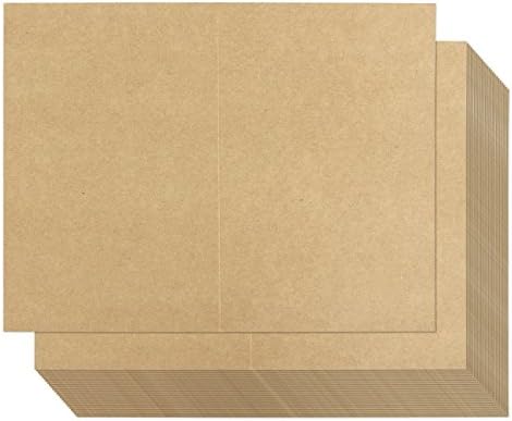 100 Sheets Kraft Greeting Card Stock - Half Fold Greeting Cards for ...
