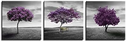 The Decor Shop - Canvas Prints Purple Trees Oil Painting Printed on Canvas Wall Art Stretched and Framed Modern Decor Artwork for Home Decoration