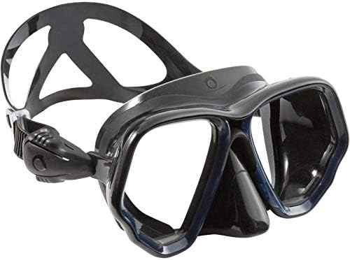 Subea Diving Mask SCD 500 Double Lens Black Skirt and Blue Strapping