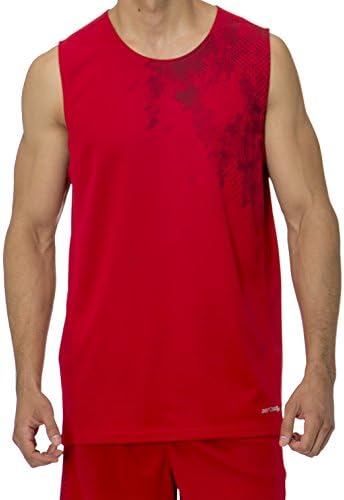 AeroSkin Dry Unisex Mesh Sleeveless Basketball Shirt with Graphic (L, Red/Black)