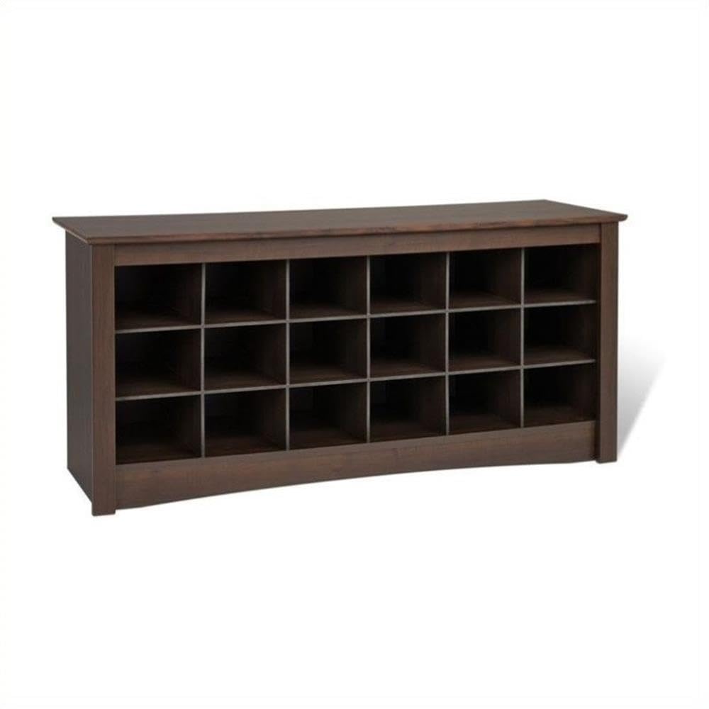 Photo 1 of ***DAMAGED - INCOMPLETE - SEE PICTURES***
Prepac Shoe Storage Cubbie Bench, 24" x 48" x 16", Espresso