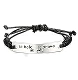 LOYALLOOK Be Bold Be Brave Be You Inspirational Bracelet Handmade Wristbands for Boys Girls Graduation Gift