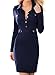 Miusol Women's Vintage Navy Style Long Sleeve Slim Business Pencil Dress Navy Blue Medium