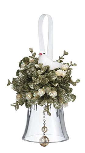 GANZ 5.5" Kyrstal Kiss Ball Ornament, Dove Bell - Wedding Acrylic Kissing Crystal-like KK99