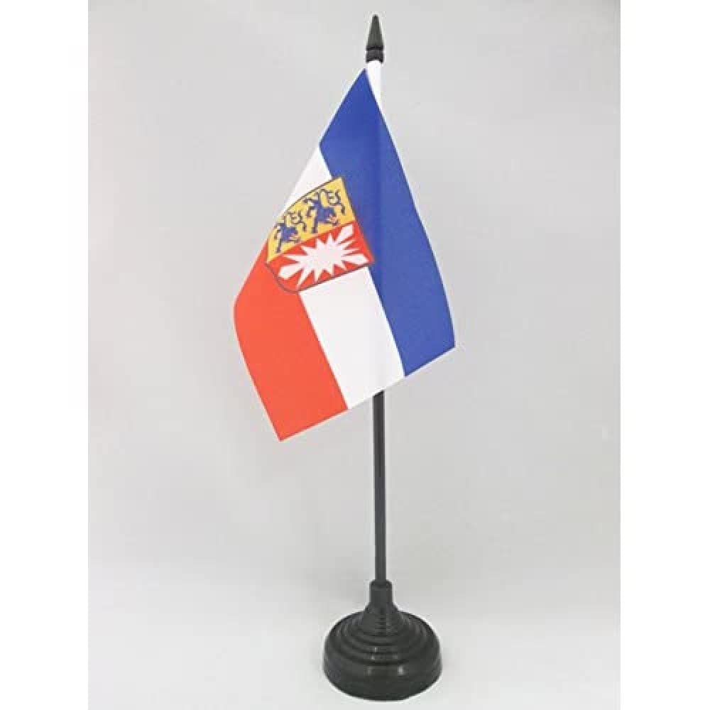 AZ FLAG - Schleswig -Holstein Table Flag 4'' x 6'' - German region of Schleswig -Holstein Office Mini Banner 100% Polyester 15 x 10 cm - Mini Desk Flag with 10'' Pole and Black Plastic Base