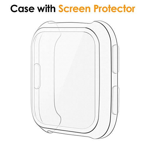 EZCO Compatible Fitbit Versa Screen Protector Case (2-Pack), Soft TPU Plated Case All-Around Protector Screen Cover Bumper Compatible Fitbit Versa Smart Watch, Rose Gold+Clear - Thumbnail 4