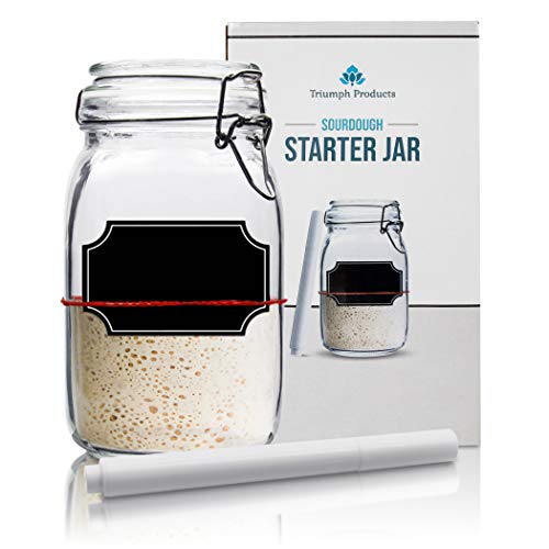 Sourdough Starter Jar with Chalkboard, 1500mL (50.75oz) Large Glass