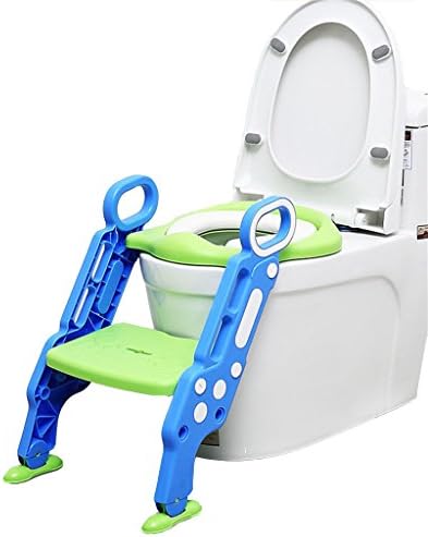 YFF-Baby Toddler Toilet Seat Children Traineing Potty Toilet Seat Girls and Boys Ladder Chair Toilet Step up Toddler Toilet for 1-7 Years Old (Blue)