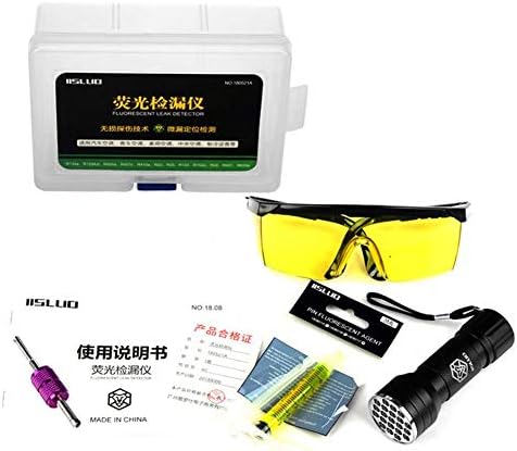 fllyingu Auto Air Conditioner A/C System Leak Detector Tool Kit,Car AC Leak Test Flashlight UV Protective Glasses UV Dye Tool Set, Automotive Air Conditioning Repair Tool