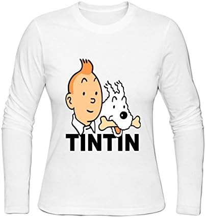 Women's Long-Sleeve Les Aventures De Tintin T-Shirts O-Neck L White
