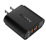 Quick Charge 2.0 AUKEY USB Wall Charger with Dual Ports for Samsung Galaxy Note8 / S8 / S8+, LG V10, Google Nexus 6, BlackBerry Priv and More