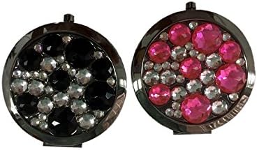 GREENYAO Compact Mirror Bead Pattern Portable Purse Handbag Mirror Folding Mirror for Women (2 Pieces)