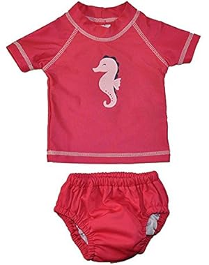Just One You by Carter's Baby Girls Pink 2pc Rashguard Swim Diaper Set