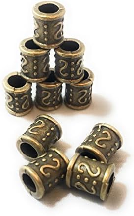 10 PCS Bronze Ancient Greek Roman Viking Rune Chains Vikings Beads Bracelets Beard Hair Beads Paracord