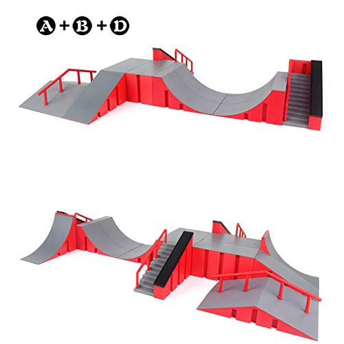 Wenasi Skate Park Kit, Ramp Parts for Finger Skateboard Ultimate Parks Training Props Novelty Finger Skateboard Toys