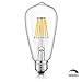 CRLight LED Edison Bulb 6W Dimmable 3200K Soft White 700LM, 70W Equivalent E26 Medium Base, ST21(ST64) Vintage LED Filament Bulbs, 360 Degrees Beam Angle