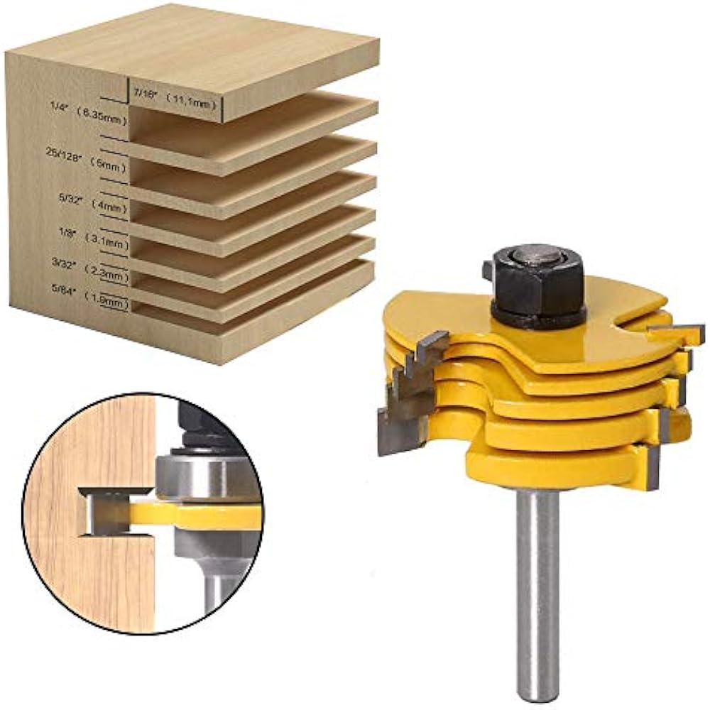 Carbide Slot Cutter Router Bit Assembly 6 Cutters With Arbors