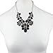 Lux Accessories Black Faceted Flower Floral Bib Statement Necklace Matching Earrings