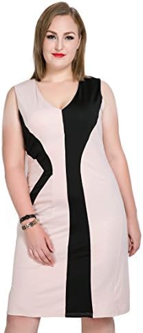 Cute Ann Women's Sleeveless Color Blocked Plus Size Summer Casual Dress (US20W, pink)