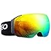 ENKEEO Ski Goggles - Detachable Dual Layer Anti-Fog Magnet Lens 100% UV400 Protection Frameless Snow Goggles with Bendable Frame, Windproof 3 Layers Foam for Men Women Snowboarding Skating