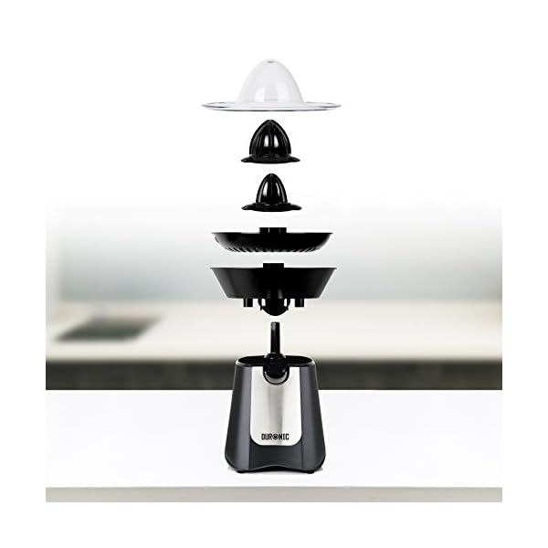 Duronic Citrus Juicer JE6 BK | Electric Juice Extractor | Powerful 100W | Black and Stainless-Steel | 2 Cone Sizes…