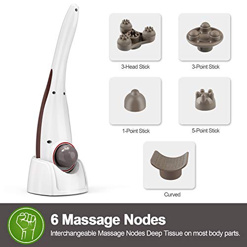 Vanzon Rechargeable Handheld Deep Tissue Massager - Cordless Electric Percussion Back Massager for Muscles, Back, Foot, Neck, Shoulder, Leg, Full Body Pain Relief with Portable Design