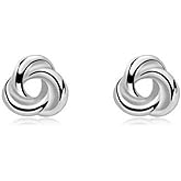 Rhodium on Sterling Silver 7mm Celtic Trinity Knot Filigree Stud Earrings