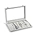 NEOTEND Glass lid Jewelry Tray 20 Hooks Necklace Showcase Display Organizer Gray