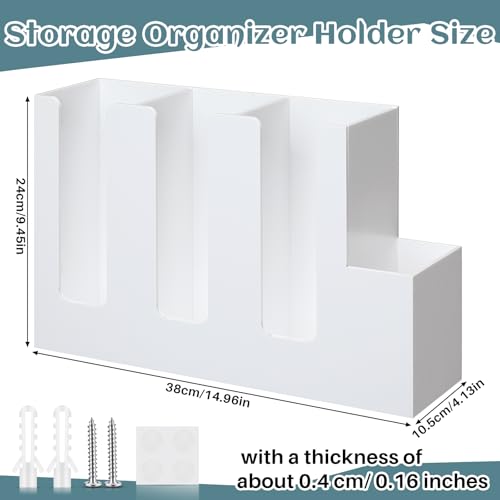 Cunhill 4 Compartments Acrylic Coffee Cup and Lid Storage Organizer Holder Disposable Paper Cup Dispenser Organizer Plastic Lid Holder Accessories for Kitchen Bar Shop Party Supplies (White)
