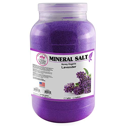 Mina Organic Mineral Salt, Lavender (1 Gallon) -Relaxing Mineral Bath Salts for Sore Muscles, Professional Body Massage Supply