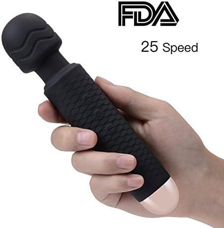 Handheld Wand Massager, Waterproof Rechargeable Cordless Personal Electric Wand Massager with Multi Speed Powerful Vibration for Body Therapeutic, Muscle Aches &amp; Sports Recovery (Black)