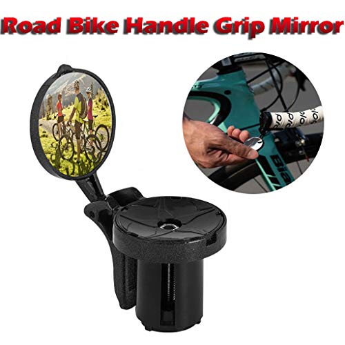 AutumnFall Handlebar End Mirror Rearview Mirror for Bike Bicycle Cycling Rear View Road Handle Grip Mirror (Black)