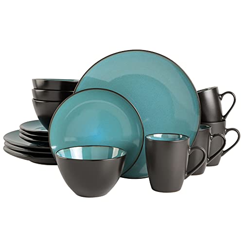 Gibson Elite Soho Lounge 16-Piece Round Reactive Glaze Stoneware Dinnerware Set…