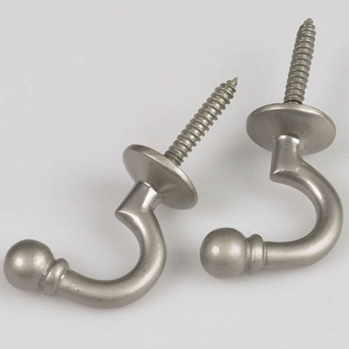 Swish Ball Metal Curtain Tie Back Hooks, Satin Nickel, Large, Pair