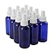 4oz Cobalt Blue Plastic PET Boston Round Fine Mist Spray Bottles (12-Pack w/ White Sprayers); Labels Included