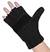 Korlon Winter Wool Knitted Convertible Fingerless Gloves with Mitten Cover Black One Size